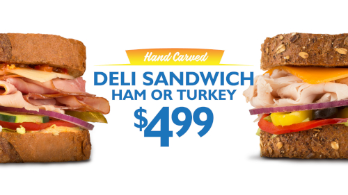 Ham or Turkey sandwich 4.99